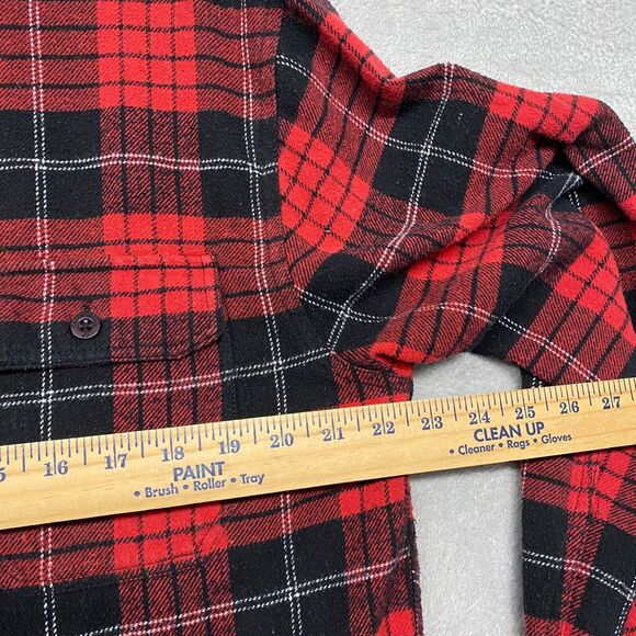 Rainforest Shirt Mens L Red Plaid Flannel Shacket Cotton Button Up Lumberjack - Picture 4 of 9